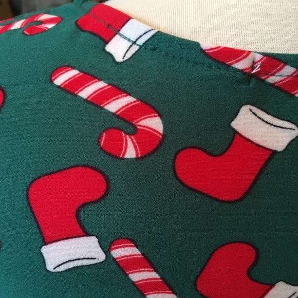 Junior Medium Christmas Green with Candy Cane & Stocking Shirt - Picture 5 of 7